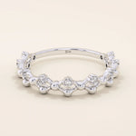 14K SOLID GOLD BEADED HALF ETERNITY WEDDING RING FOR WOMEN