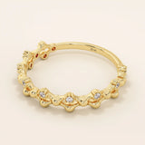 14K SOLID GOLD BEADED HALF ETERNITY WEDDING RING FOR WOMEN