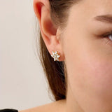 14k solid gold tapered baguette cluster unique flower stud earring for women