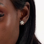 14k solid gold tapered baguette cluster unique flower stud earring for women