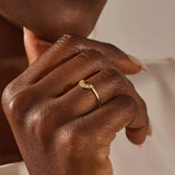 14k solid gold curve half circle pave moissanite stacking ring for women