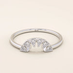 14k solid gold curve half circle pave moissanite stacking ring for women