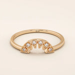 14k solid gold curve half circle pave moissanite stacking ring for women