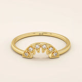 14k solid gold curve half circle pave moissanite stacking ring for women