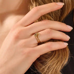 14k solid gold curve half circle pave moissanite stacking ring for women