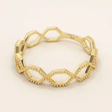 14K SOLID GOLD MILGRAIN HEXAGON WEDDING RING FOR WOMEN