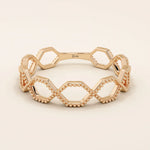 14K SOLID GOLD MILGRAIN HEXAGON WEDDING RING FOR WOMEN