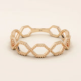 14K SOLID GOLD MILGRAIN HEXAGON WEDDING RING FOR WOMEN
