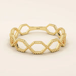 14K SOLID GOLD MILGRAIN HEXAGON WEDDING RING FOR WOMEN