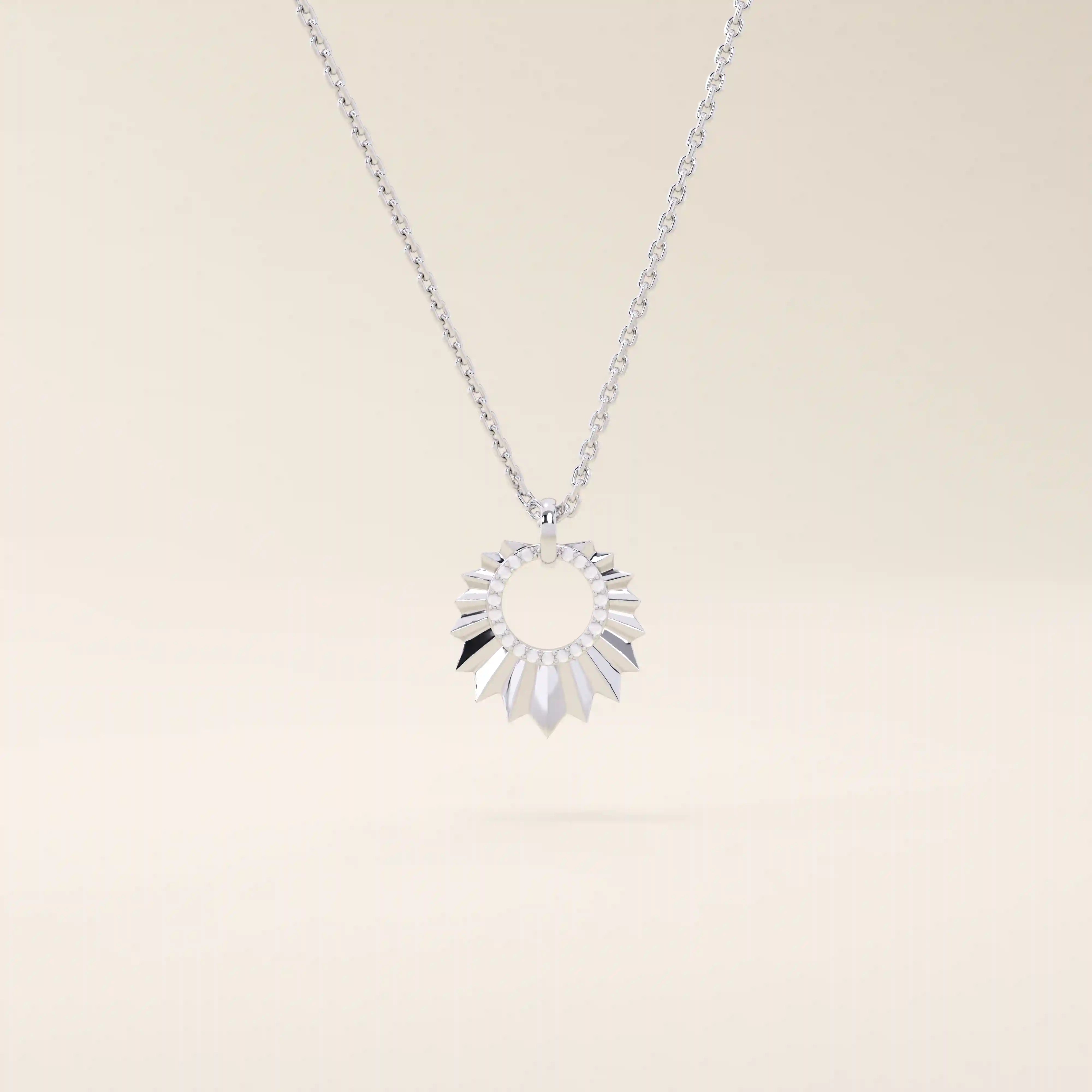 14k solid gold unique burst shape pave moissanite pendant necklace for women
