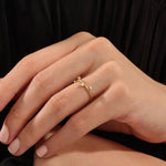 14K SOLID GOLD IRREGULAR pave moissanite stacking ring for women