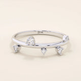 14K SOLID GOLD IRREGULAR pave moissanite stacking ring for women