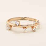 14K SOLID GOLD IRREGULAR pave moissanite stacking ring for women