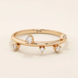 14K SOLID GOLD IRREGULAR pave moissanite stacking ring for women