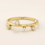 14K SOLID GOLD IRREGULAR pave moissanite stacking ring for women