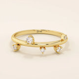 14K SOLID GOLD IRREGULAR pave moissanite stacking ring for women