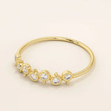 UNIQUE DESIGN BEZEL SET MOISSANITE STACKABLE WEDDING RING IN 14K SOLID YELLOW ROSE WHITE GOLD FOR WOMEN