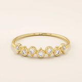 UNIQUE DESIGN BEZEL SET MOISSANITE STACKABLE WEDDING RING IN 14K SOLID YELLOW ROSE WHITE GOLD FOR WOMEN