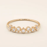 UNIQUE DESIGN BEZEL SET MOISSANITE STACKABLE WEDDING RING IN 14K SOLID YELLOW ROSE WHITE GOLD FOR WOMEN