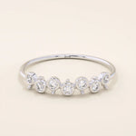UNIQUE DESIGN BEZEL SET MOISSANITE STACKABLE WEDDING RING IN 14K SOLID YELLOW ROSE WHITE GOLD FOR WOMEN