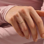 UNIQUE DESIGN BEZEL SET MOISSANITE STACKABLE WEDDING RING IN 14K SOLID YELLOW ROSE WHITE GOLD FOR WOMEN