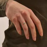 vintage design double lab grown birthstone pink and blue gemstone engagement ring for women