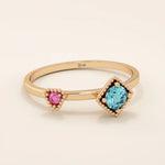 vintage design double lab grown birthstone pink and blue gemstone engagement ring for women