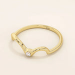 14K SOLID GOLD WAVY CURVE BEZEL MOISSANITE STACKING RING FOR WOMEN