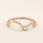 14K SOLID GOLD WAVY CURVE BEZEL MOISSANITE STACKING RING FOR WOMEN