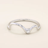 14K SOLID GOLD WAVY CURVE BEZEL MOISSANITE STACKING RING FOR WOMEN
