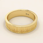 UNISEX DESIGN WOOD TEXTURED 14K SOLID GOLD THICK WEDDING BAND 