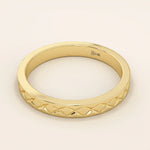 X pattern ENGRAVED unisex  alliance WEDDING BAND IN 14k solid GOLD