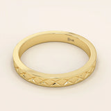 X pattern ENGRAVED unisex  alliance WEDDING BAND IN 14k solid GOLD