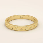X pattern ENGRAVED unisex  alliance WEDDING BAND IN 14k solid GOLD