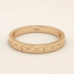 X pattern ENGRAVED unisex  alliance WEDDING BAND IN 14k solid GOLD