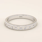 X pattern ENGRAVED unisex  alliance WEDDING BAND IN 14k solid GOLD
