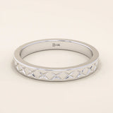 X pattern ENGRAVED unisex  alliance WEDDING BAND IN 14k solid GOLD
