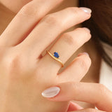 Pear Sapphire Wave Engagement Ring