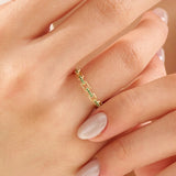Pave Emerald Chain Wedding Ring