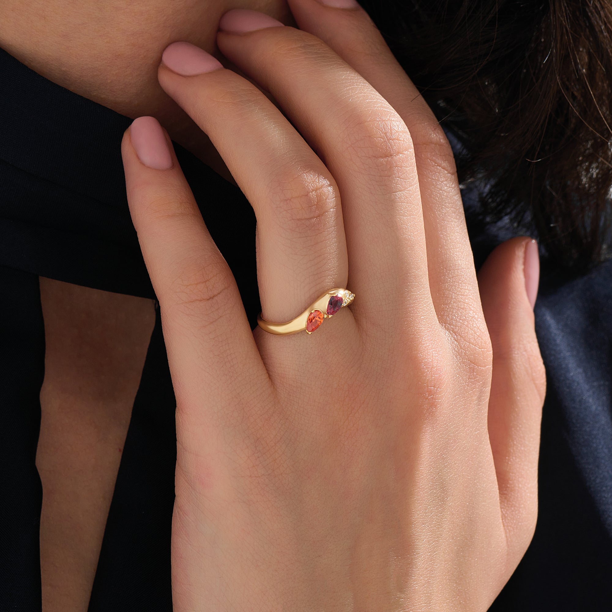 Pear Colorful Curve Ring - BRENNMORE 