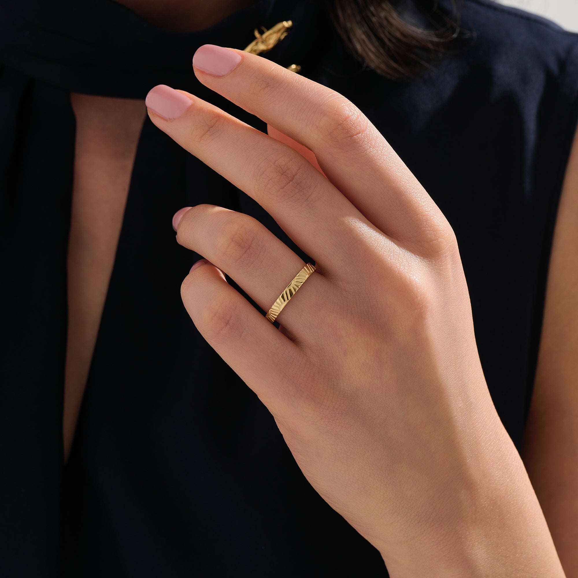 Sun Patterned Wedding Band - BRENNMORE 