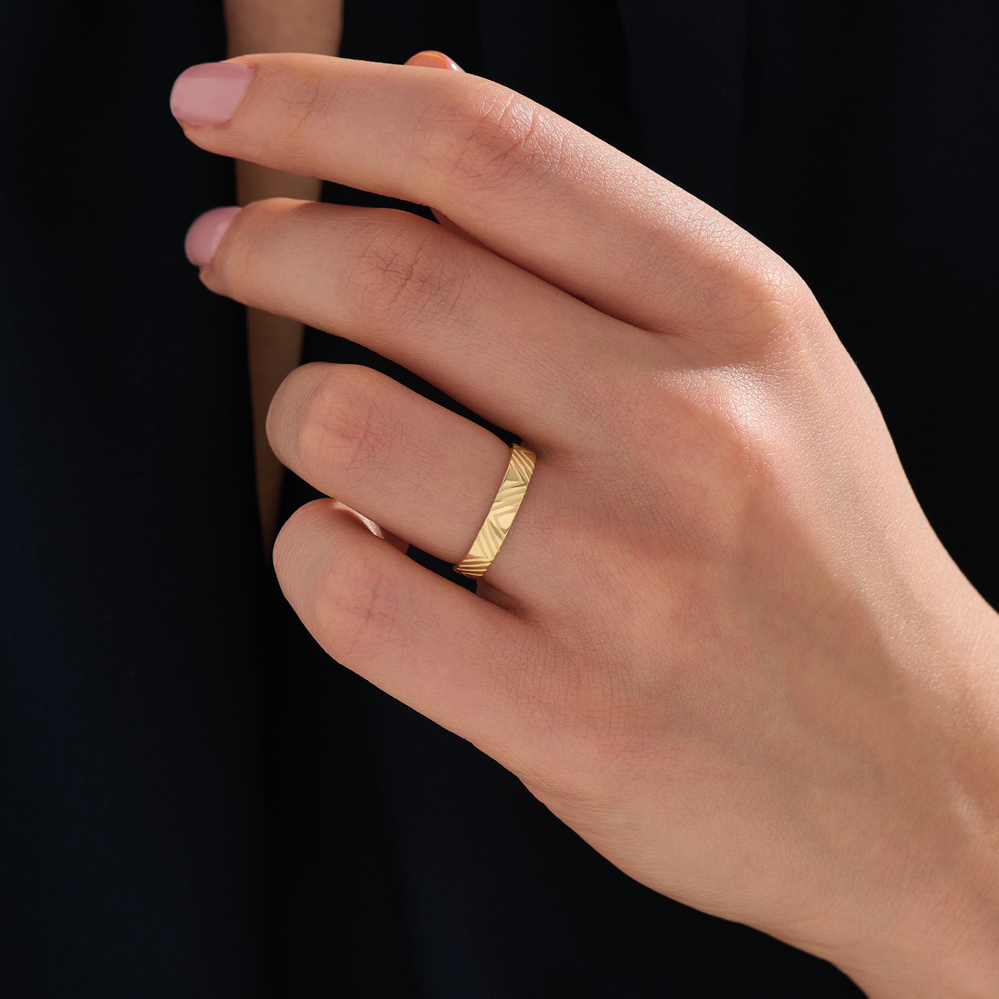 Geometric Lines Wedding Band - BRENNMORE 