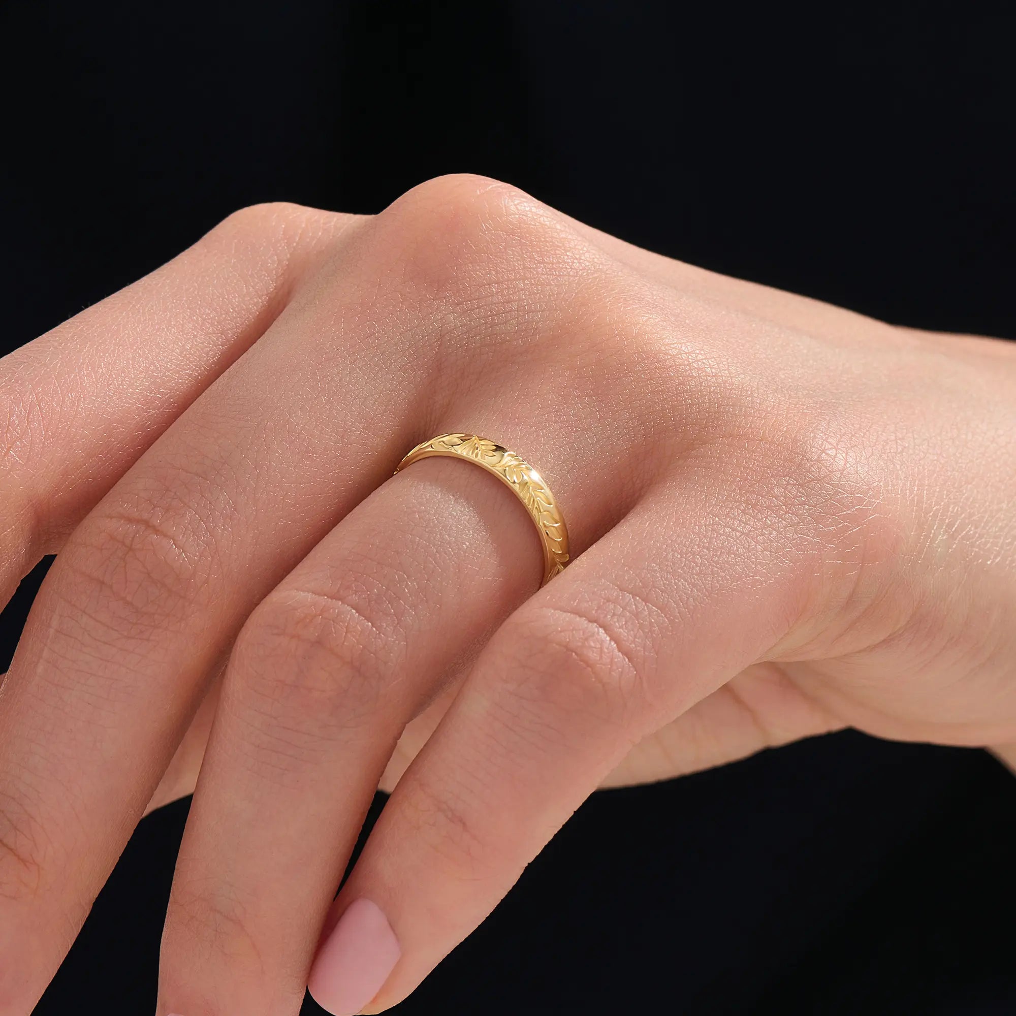 Leaf Engraved Wedding Band My Store