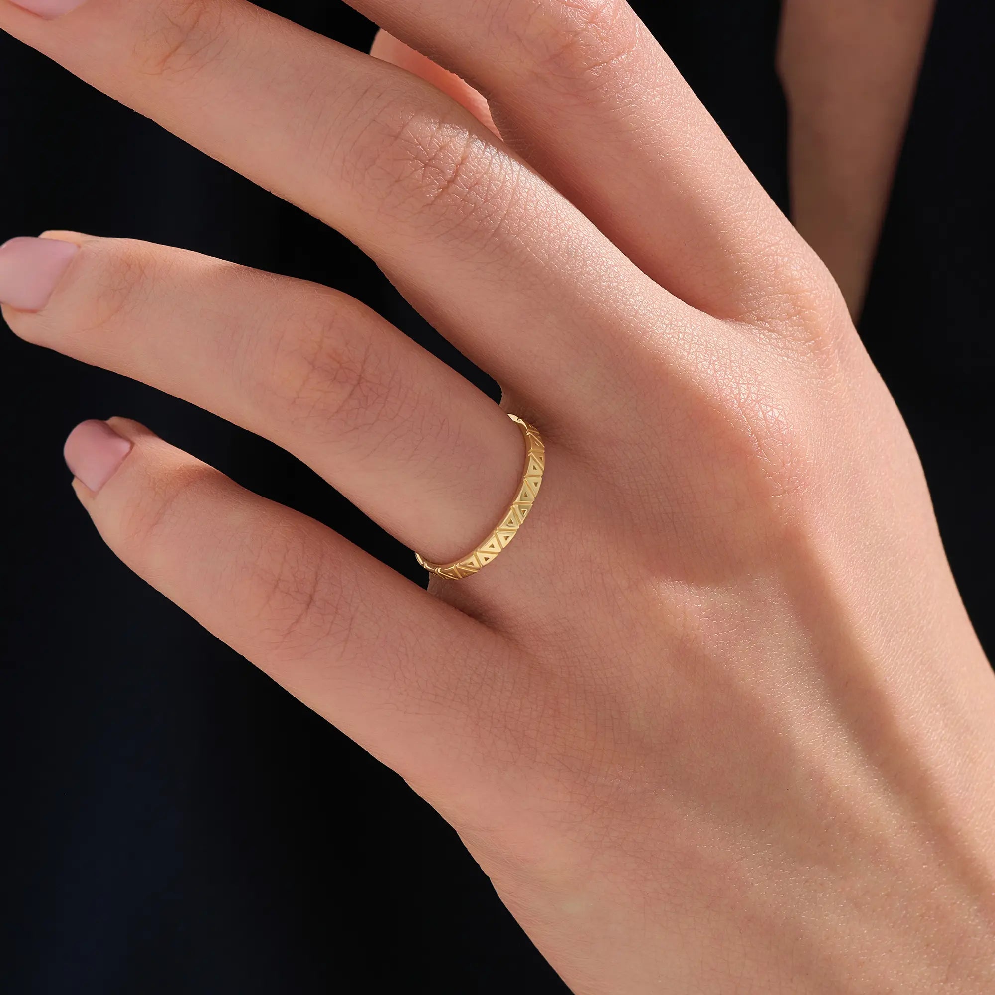 Triangle Patterned Wedding Band My Store