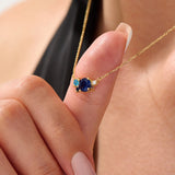 Blue Gemstone Cluster Necklace