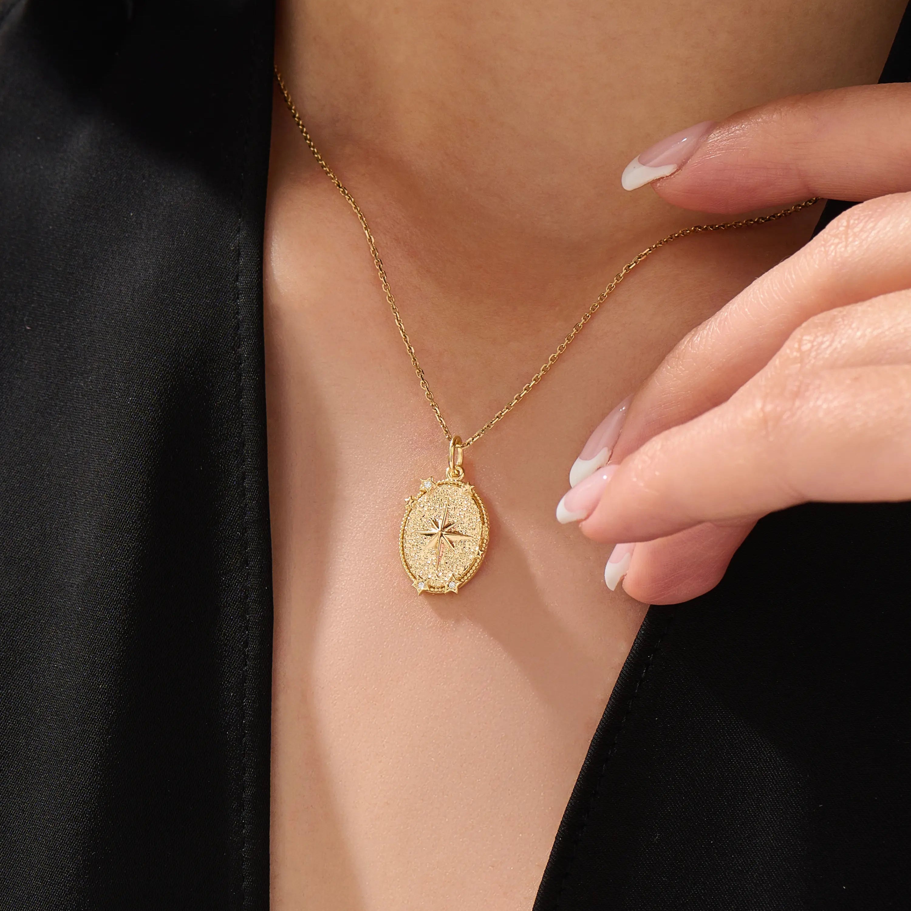 Oval Starburst Pendant Necklace My Store