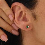 Toi et Moi Emerald Stud Earrings