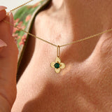 Emerald Flower Pendant Necklace