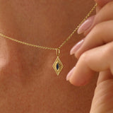 Rhombus Sapphire Pendant Necklace