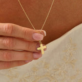 Textured Cross Pendant Necklace